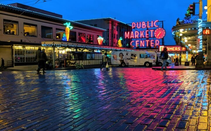 Public Market Center sign at Pike Place Market in Seattle