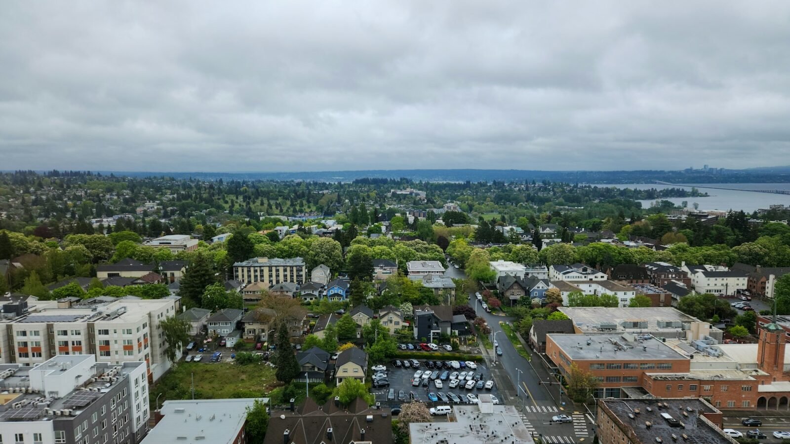 Aerial view of Seattle's University District neighborhood