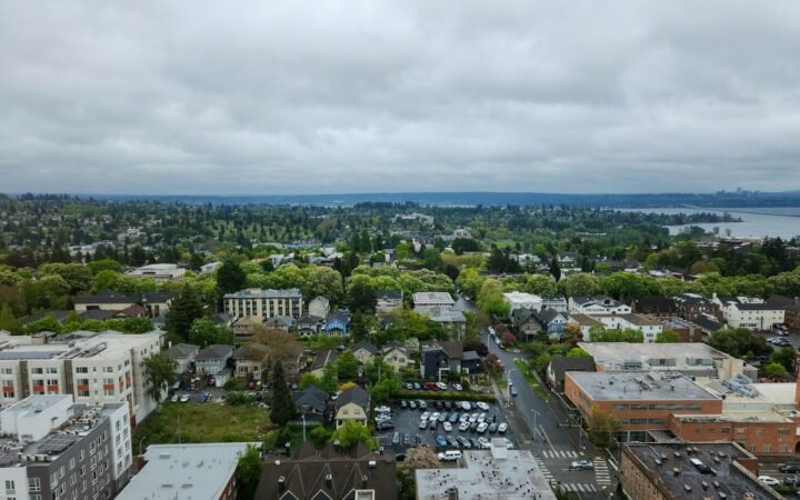 Aerial view of Seattle's University District neighborhood